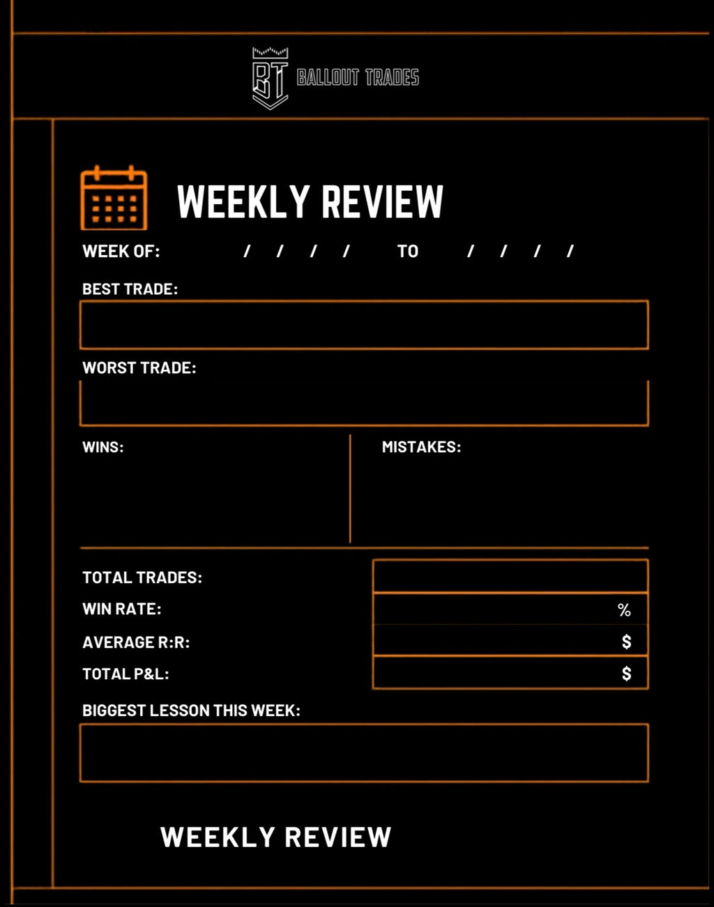 Ballout Trades Trading Journal