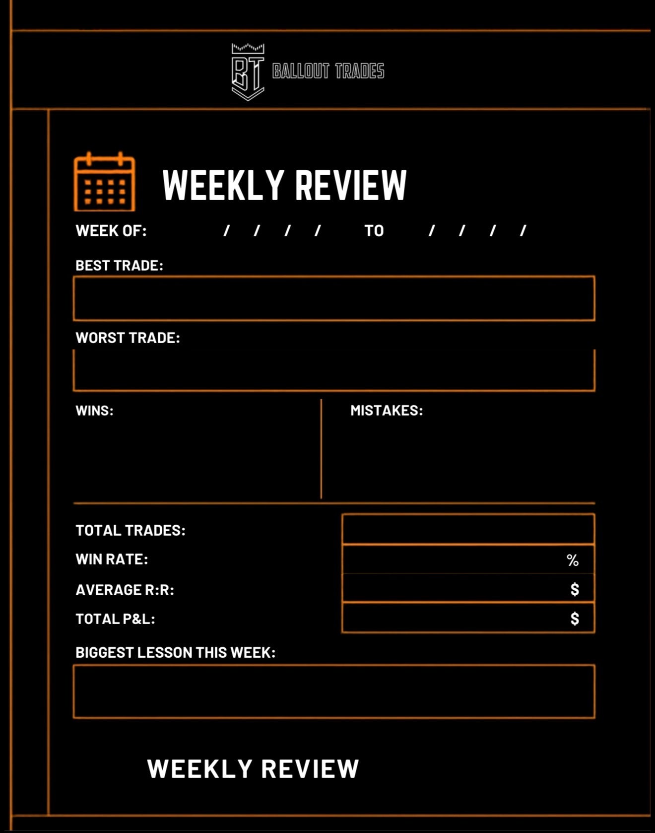 Ballout Trades Trading Journal